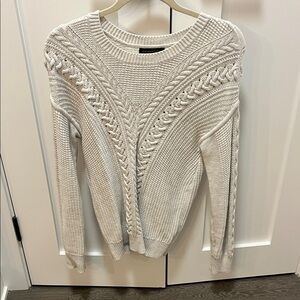Banana Republic Chunky Cable Knit Crewneck Sweater - Light Gray